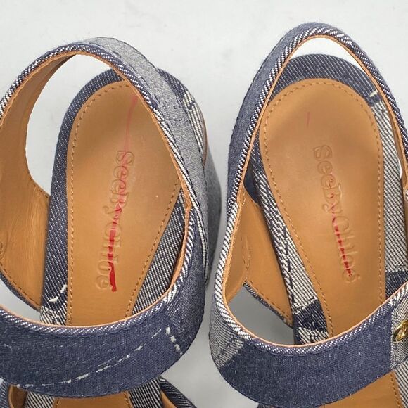 See by Chloe Joei Patchwork Denim Platform Sandals size 39 - Picture 5 of 15
